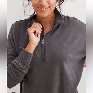 Aerie Charcoal Half-Zip Sweater Oversized Fit